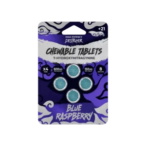 Destroyer High Potency 7OH Kratom Extract Tablets Blue Raspberry 600mg – 4ct (150mg/tab)